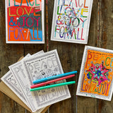 Color Your Own Notecards | Peace Love and Joy