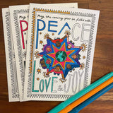 Color Your Own Notecards | Peace Love and Joy